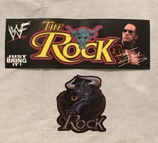 Lot of 2 THE ROCK 2001 WWF WWE Vending Sticker  Bumper Sticker Attitude Era