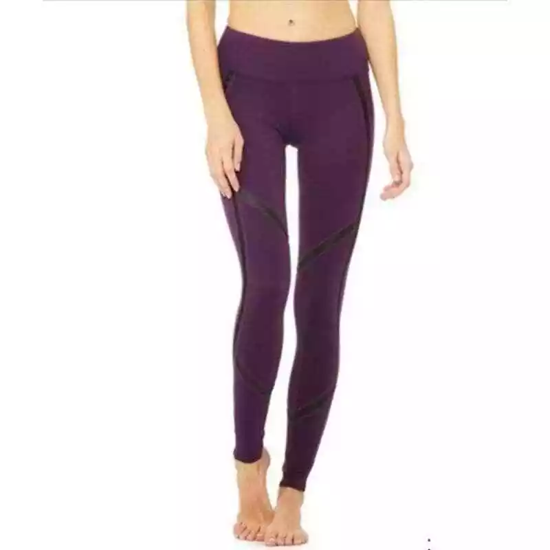 ALO Yoga Talia Barre Leggings Skinny Sculpting Dry Wicking Purple Black  Small