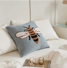 Bee Blanket /Throw Blue/grey Nordic/fluffy Microfiber/knitted/ Soft /  Gift Idea