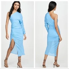 Manning Cartell Sky Blue Zero Gravity Ruched One Shoulder Dress Womens 2 New