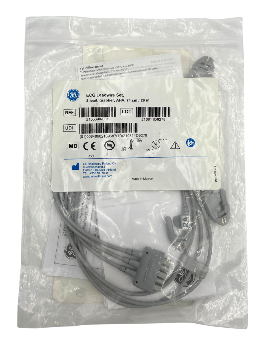 GE ECG Lead Wire Set 3-lead GRABBER Ref 2106390-001 for sale