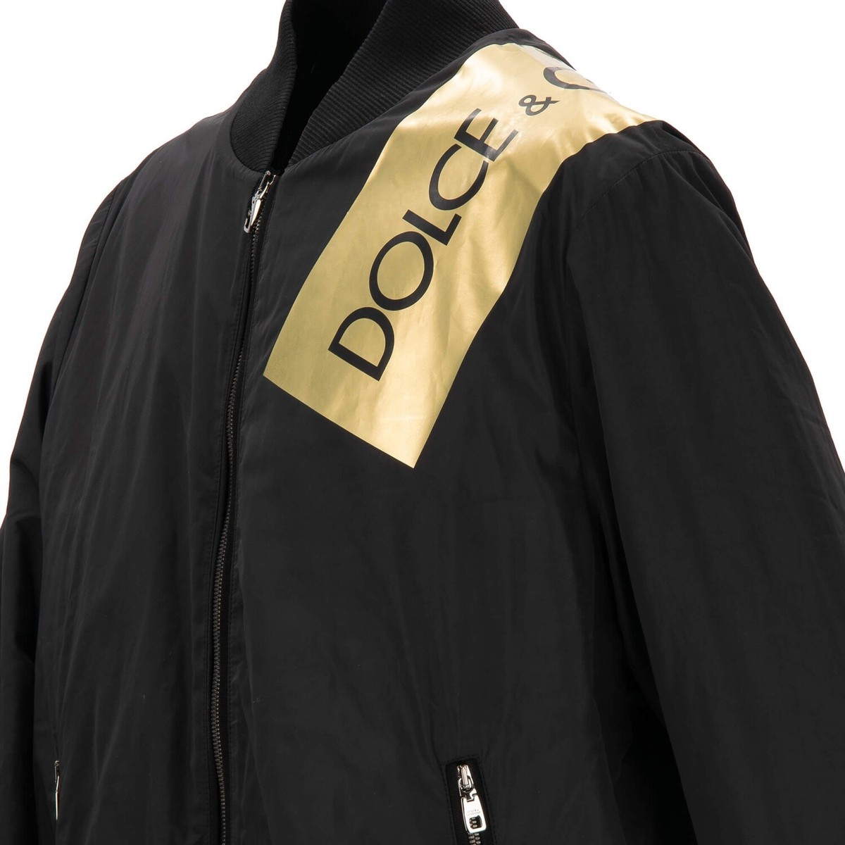 ランウェイ Dolce & Gabbana DGロゴ パデッド ジャケット DOLCE & GABBANA DG Gold Logo Padded Zip Bomber Jacket Black