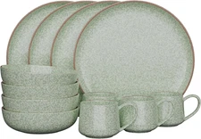 12 Pc Dinnerware Set | Stoneware Dishes | Dinner Plate, Side Plate, Bowl, and Mu