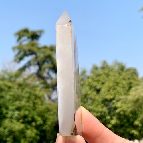 132G Natural Agate Geode Amethyst Crystal Obelisk Quartz Tower Wand Purple gif - Picture 7 of 24
