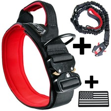 Tactical Dog Collar K9 Rugged Heavy Duty Handle Black  Red Ktactical Kit Patch