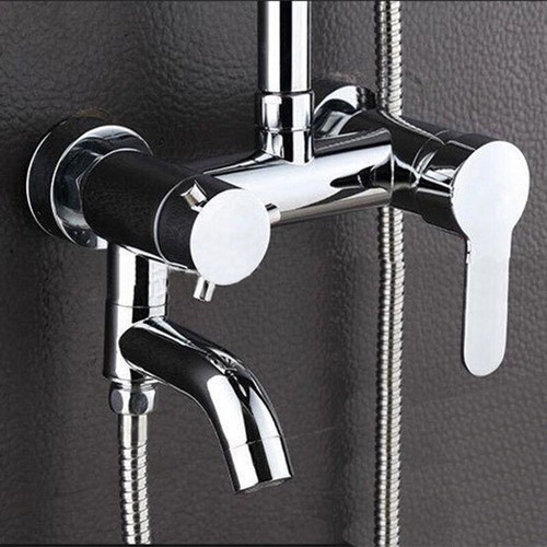 8"Square Bathroom Shower Faucet Set Chrome Rain Handheld Sprayer Mixer Valve Tap - Picture 3 of 5