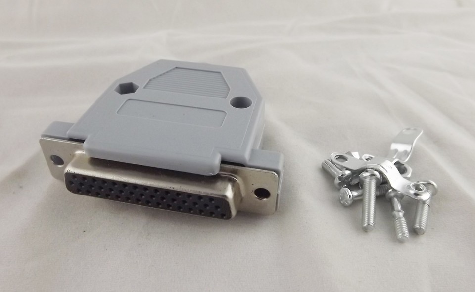 10x DB44 Male 44 Pin D-SUB Connector With Grey Plastic Hood Cover Backshell