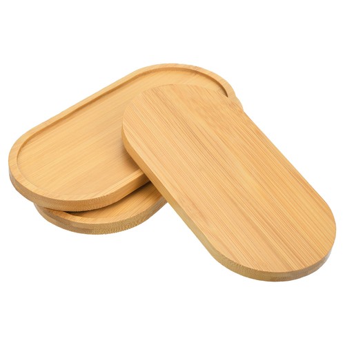3pcs 7x3" Oval Bamboo Plant Pot Saucer Flower Drip Tray for Home Indoor