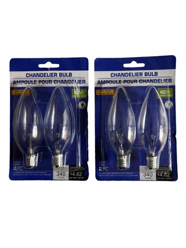 2 Chandelier Bulb 2 Packs 40 Wart Soft White Clear NEW
