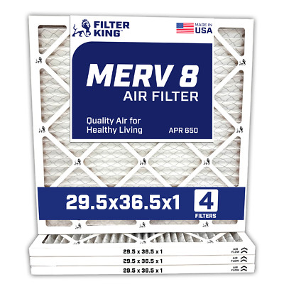 Filter King 29.5x36.5x1 Air Filter 4-PACK MERV 8 Actual Size 29.5 x 36.5 x .75''