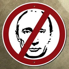 NO PUTIN highway marker invasion road sign 16x16 PROCEEDS TO UKRAINE RELIEF