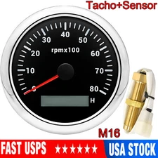 85MM Tachometer Tacho Gauge 0-8000 RPM With 16mm RPM Sensor For Car Marine Boat