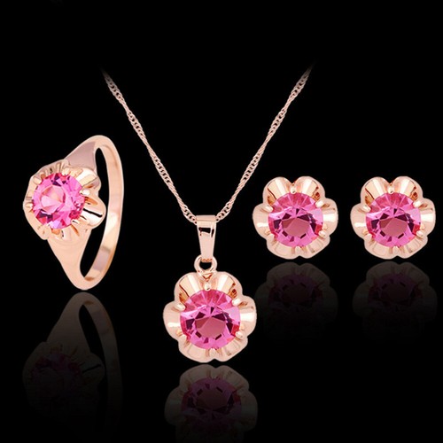 Ensemble Bijoux Mariée 4 Pièces Argent Cristal Strass - Collier Bracelet Boucles D'Oreilles