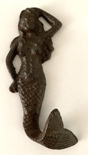 Cast Iron MERMAID Hook Wall Hanger 5.75" Rustic Brown Multipurpose Use Nautical