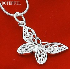 DOTEFFIL 925 Sterling Silver Butterfly Pendant Necklace 18" inch snake chain