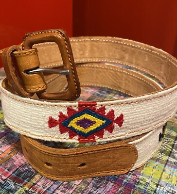 Leather Aztec woven belt size 38” NWOT- Nacona Mens Aztec Braided Leather Belt Size 38 | eBay main image 3