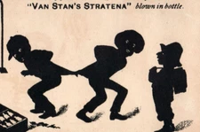 1870s-80s Van Stan's Stratena Bottle Cement Glue Comical Silhouettes F6
