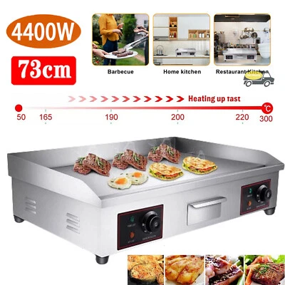 73cm Large Commercial Electric Griddle Countertop Hot Plate Bacon Grill Kitchen
