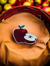 Rustic Apple Embroidered Iron On Patch 2.25" x 1.75" FREE SHIPPING