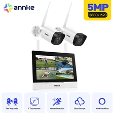 ANNKE Wireless 4CH NVR 7" Monitor 5MP Home Security Camera System Two Way Audio