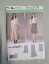 Simplicity Pattern 2058 Amazing Fit Skirt Slim Avg & Curvy sz 10-18 FF Uncut 