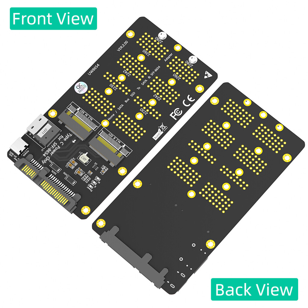 New 2in1 Combo M.2 NGFF NVMe SSD/SATA-Bus SSD to SFF-8654 And SATA