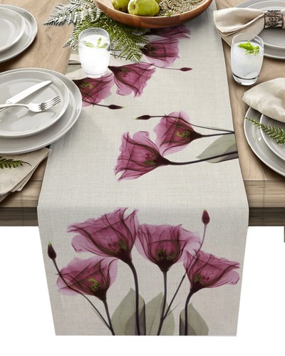 Tulip Flower Pattern Table Runner Modern Home Wedding Decor Table Runner Decor - Picture 19 of 23