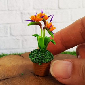 Détails Sur Oiseau De Paradis Argile Fleur Dans Pot Dollhouse Miniature Jardin Decor Fait Main Afficher Le Titre Dorigine