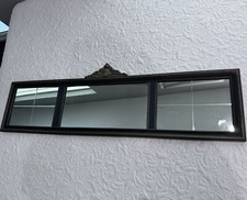 Vtg Gesso Buffet Mantle Tri 3 Panel Window Pane Etched Wall Mirror 48x15 Bh
