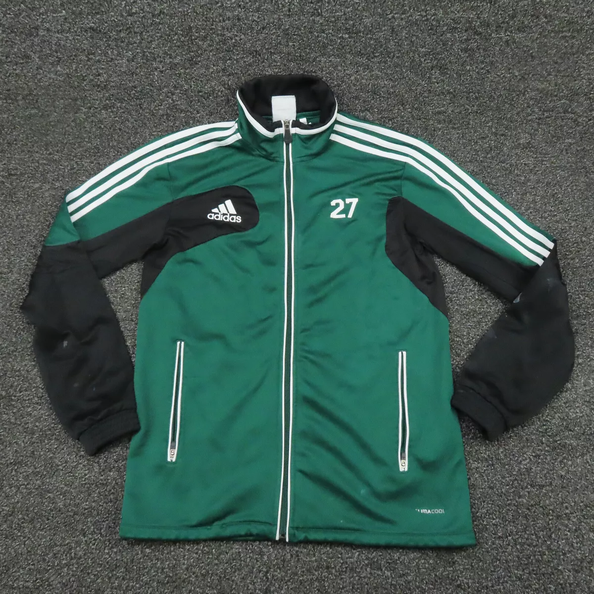 Adidas Jacket Adult Small Green Black Climacool Full Zip Workout Mock Neck Men