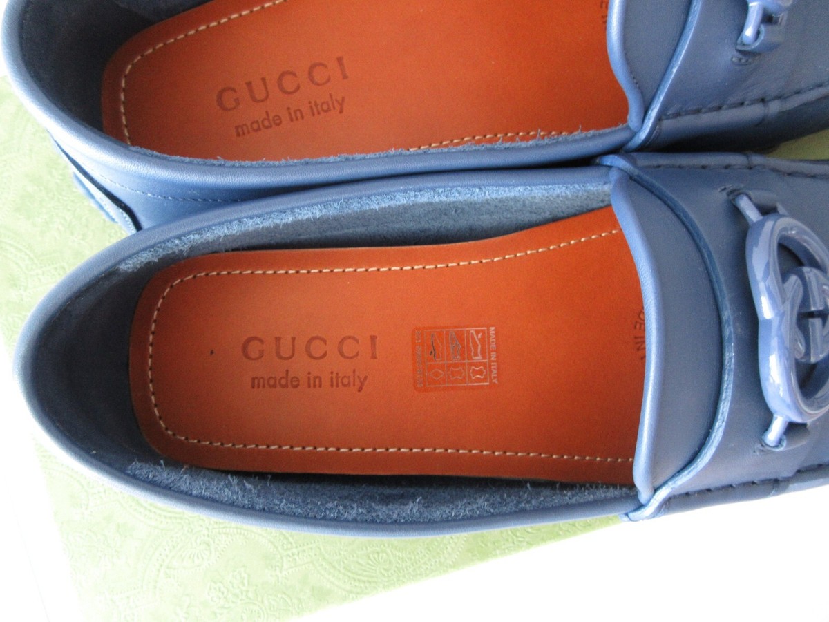 Gucci GG Interlocking Loafer Blue Driver moccasin Shoes G 12  display picture 3