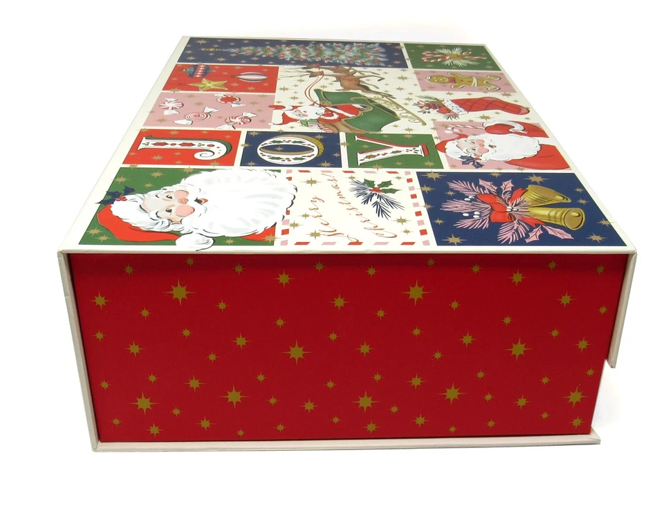 Set of 3 Punch Studio Flip Top Nesting Boxes Christmas Santa Montage 25950 - Image 4 of 4