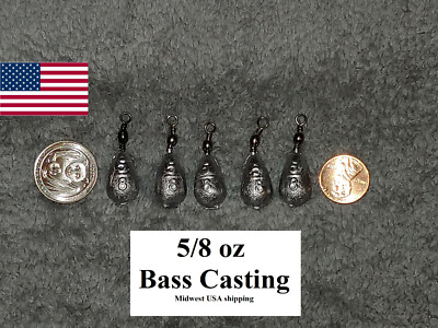 25 Bass Casting Fishing 5/8 oz Sinkers black swivel Bell Sinker free