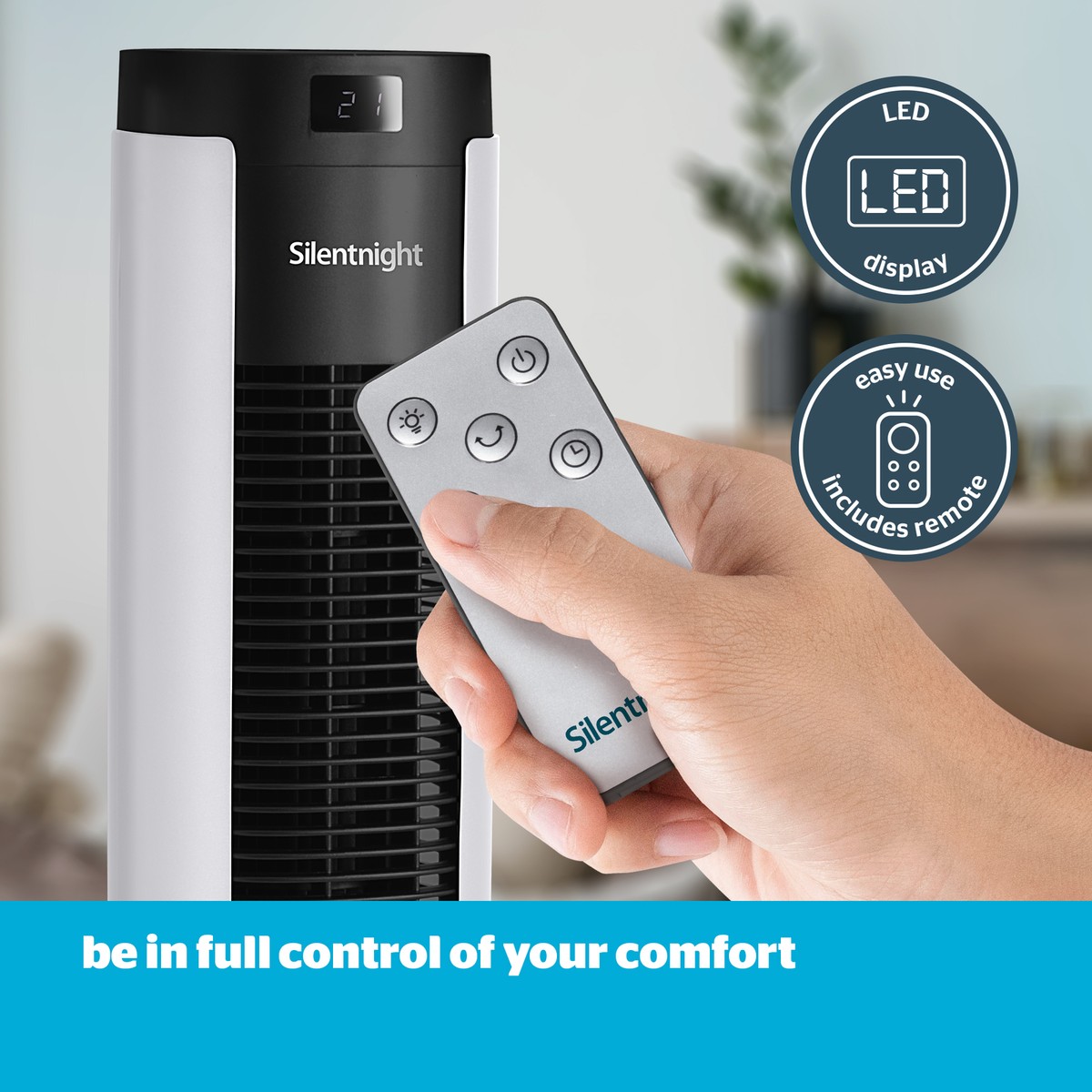 Silentnight Airmax3400 Tower Fan Oscillating Cooling Air Speeds