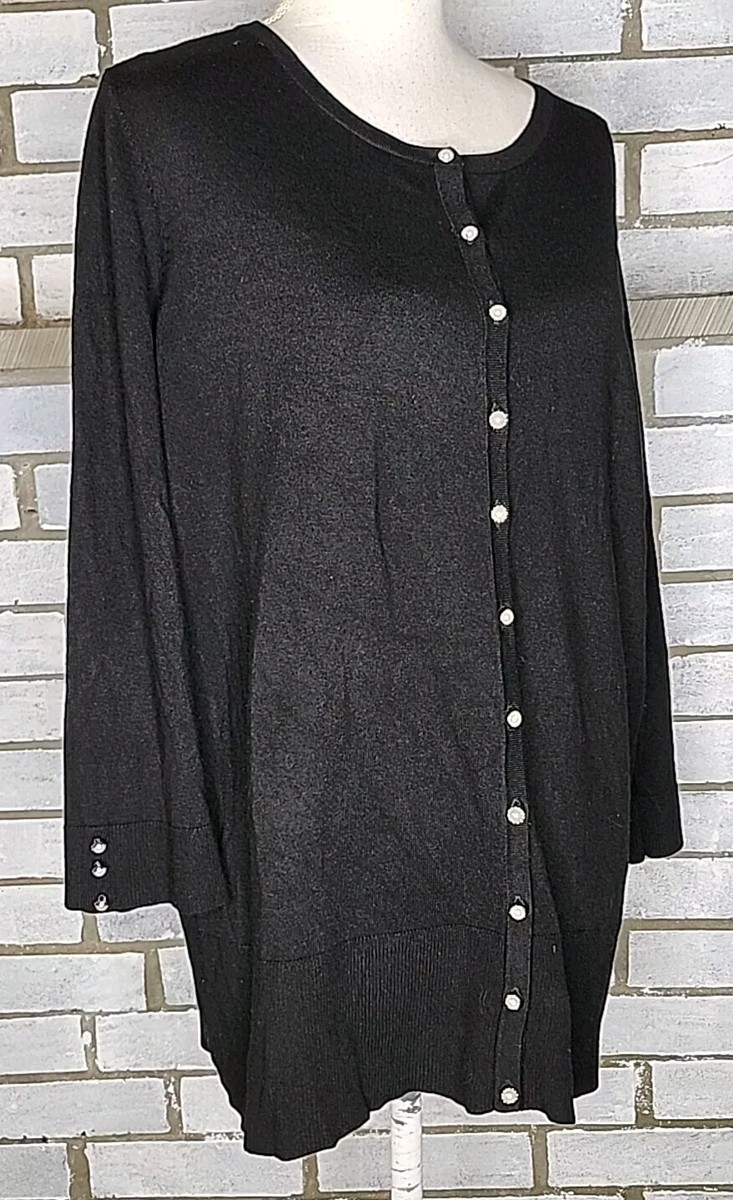 Premise Studio Women's 3/4 Sleeve Button Up Light Sweater Cardigan