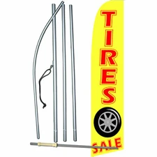 Tires Sale Flag Flutter Feather Banner Swooper Extra Wide Bundle Kit COMPLETE