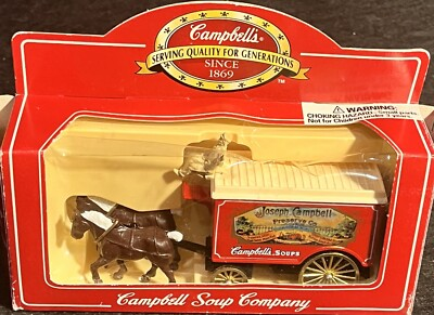 #ad LLEDO VINTAGE 1800#x27;S JOSEPH CAMPBELL PRESERVE CO. RED DELIVERY HORSE TRAILER New $19.99