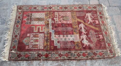 3x5 handgefertigter afghanischer Woll-Baluchi-Bildteppich Vintage persischer Stamm kleiner Teppich - Bild 3 von 10