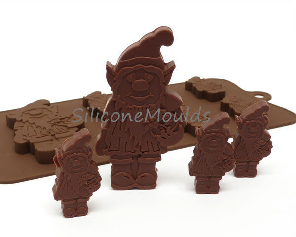 Low price 6+1 GNOME ELF PIXIE Novelty Chocolate Mould Bakeware Year-end gift Silicone