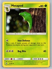 Metapod 2/149 Sun Moon Base Set Pokemon Card Grass Type Stage 1 Iron Defense