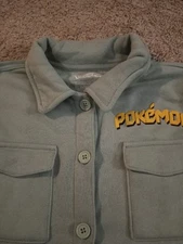 Pokemon Hybrid Button-Up Fleece Shirt/Jacket Youth XL Green
