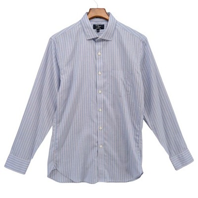 J.CREW Thompson Shirtings Shirt Mens Blue Stripe Wrinkle Free Long Sleeve Size M
