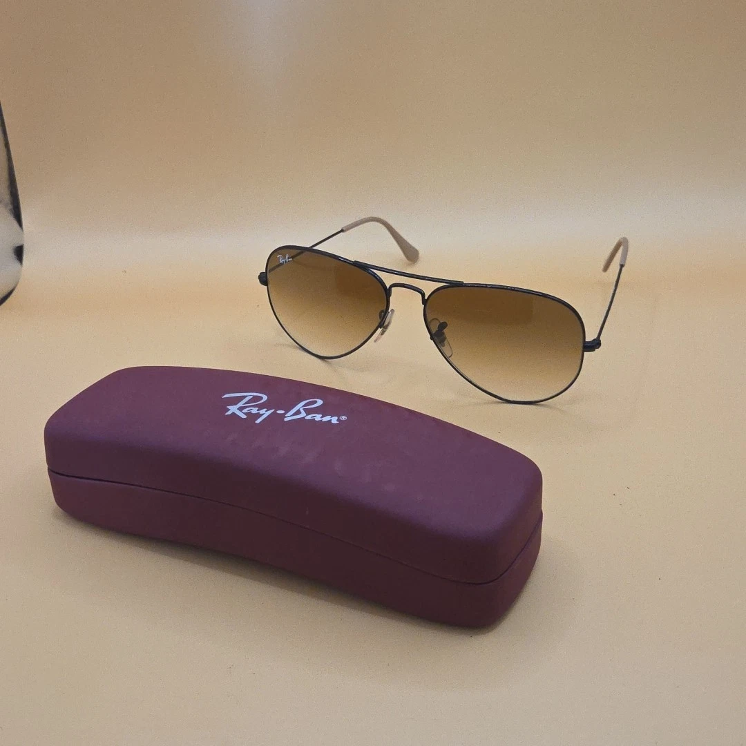 Ray-Ban Aviator Sunglasses with Purple Lenses and Brown Case Ray-Ban | Accessories | Rayban Polarized Aviator Sunglasses  main image 4