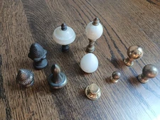 Lot of 10 Antique Vintage Mostly Brass,  2 Alabaster Lamp Finials
