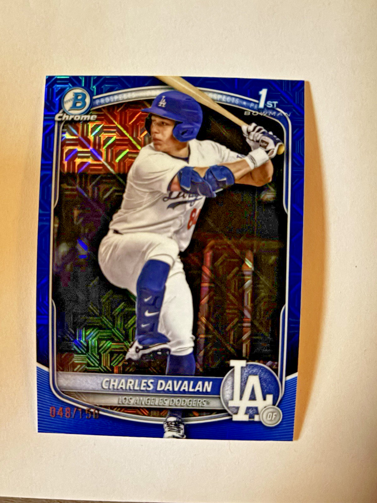 2025 Bowman Draft Chrome Mojo Blue 48/150 1st Charles Davalan #BDC-96 Dodgers