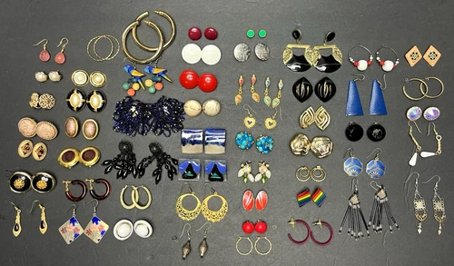 Lot Of 55 Pairs Earrings Vintage Costume Jewelry Signed Napier Monet Carolle