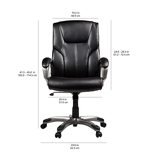 SILLA DE ESCRITORIO DE OFICINA CON RESPALDO ALTO EJECUTIVA AMAZON BASICS GF-80293H - NEGRA/PLATEADA Foto 4 de 4