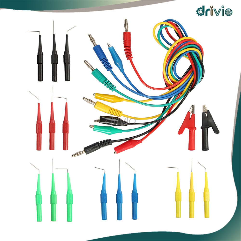 22Pcs Identified Probe Back Probe Kit Multimeter Test Leads Tool For Automotive