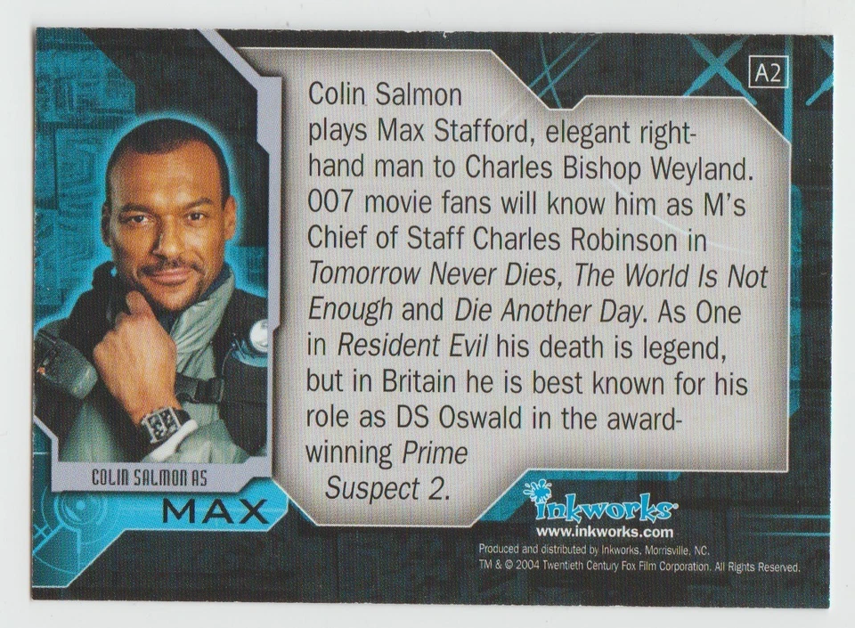 2004 Inkworks Alien vs. Predator AVP Autograph COLIN SALMON as Max ON CARD AUTO - Image 2 of 2
