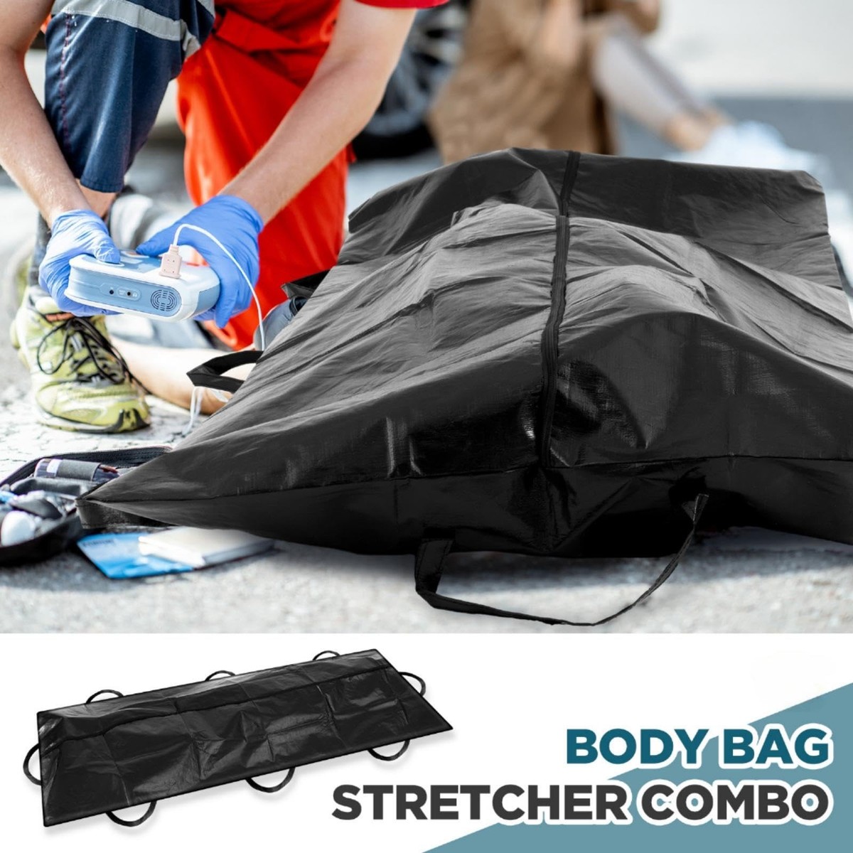 2 Pcs Cadaver Body Bag Heavy Duty Vinyl Mortuary Bag with 8 Side
